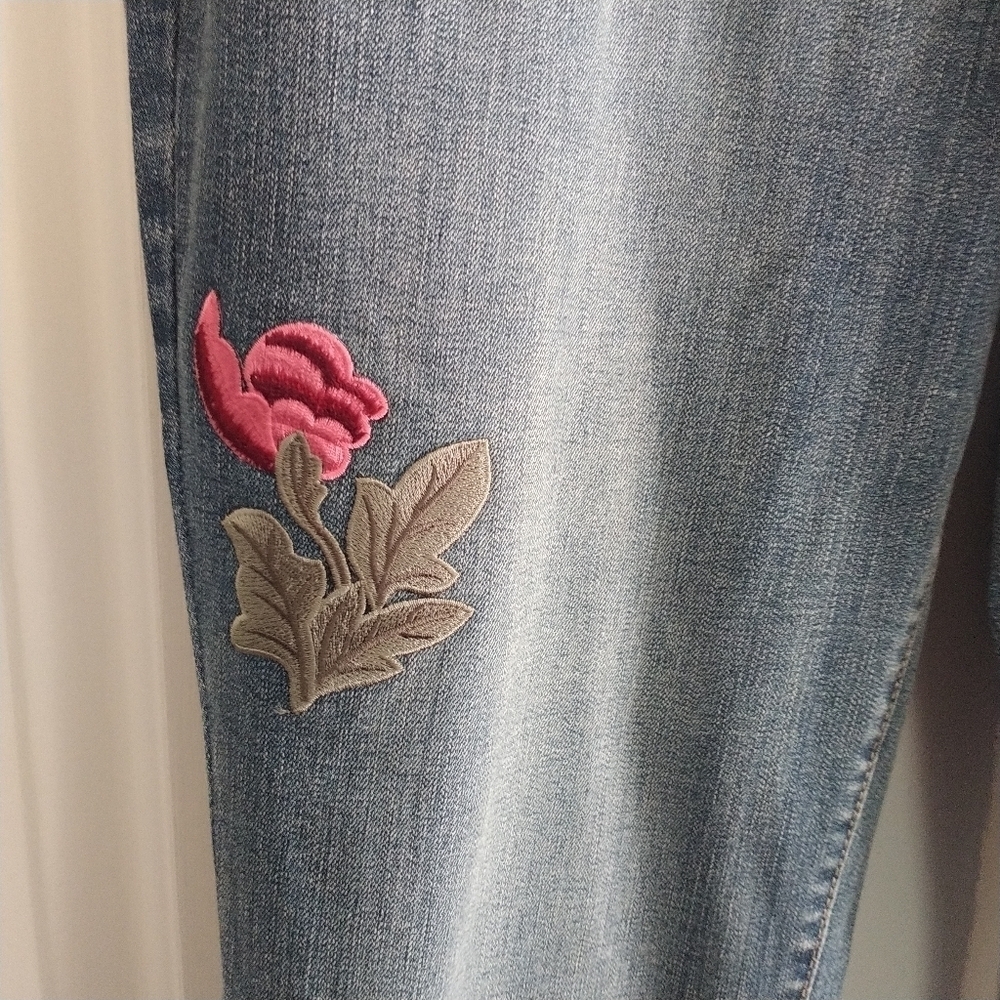 Vintage America Applique Boho Skinny Jeans 14R - Picture 3 of 14